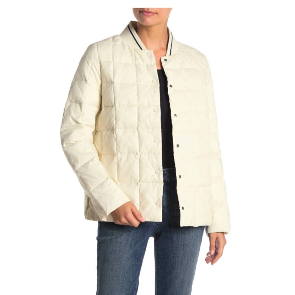 Trina Turk White Cream Puffer Down Jacket Size L